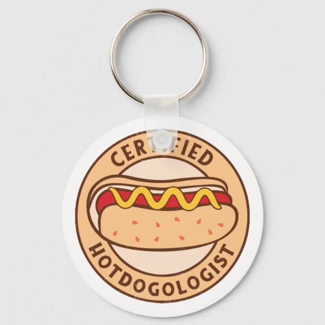 Chaveiro Certified Hotdogologista Engraçado Cachorro Quente (Frente)