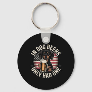 Chaveiro Cervejas de cachorro dachshund bandeira americana