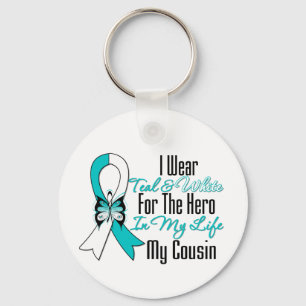 Chaveiro Cervical Cancer Ribbon My Hero My Cousin