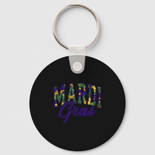 Chaveiro Cervo de Caça Camuflado de Mardi Gras (Frente)