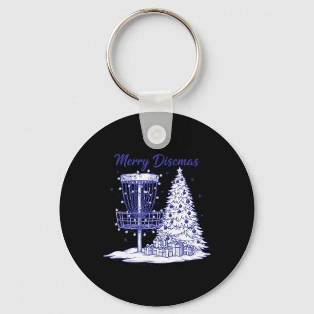 Chaveiro Cesta de Disc Golf Merry Discsmas Árvore de Natal  (Frente)