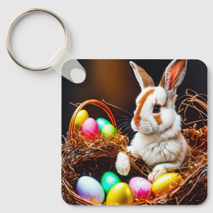 Chaveiro Cesta e Ovos de Coelho da Páscoa