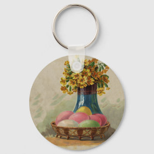 Chaveiro Cesto de Páscoa Ovos Flores Antigo