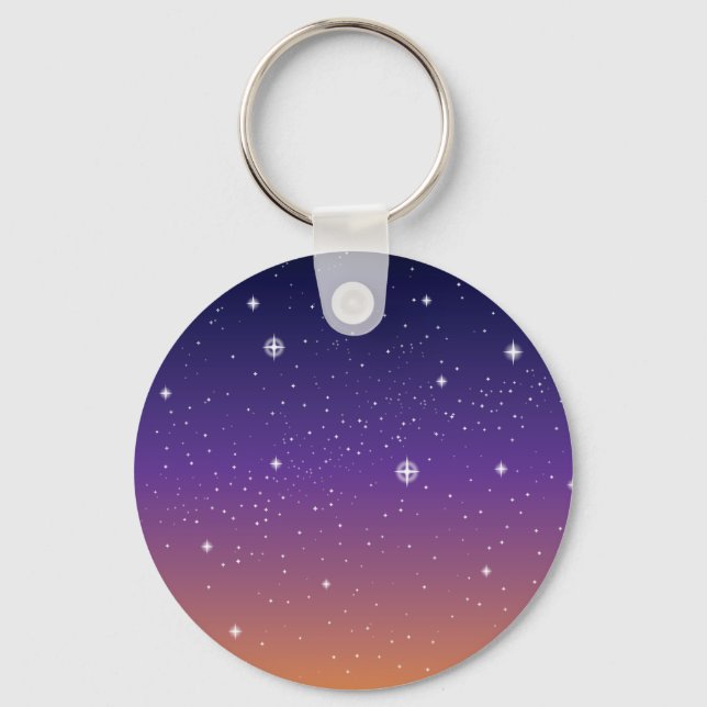 Chaveiro Céu roxo e dourado estrelado do pôr do sol (Frente)