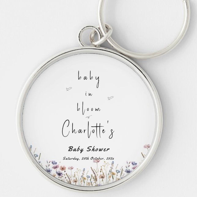 Chaveiro Chá de Bebê de Flor Silvestre Baby In Bloom (Frente)