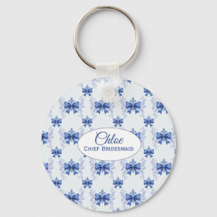 Chaveiro Chá de Bebê Elegante com Laço Azul