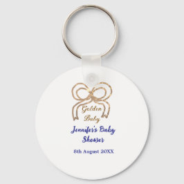 Chaveiro chá de fraldas azul real arco brilhante ouro