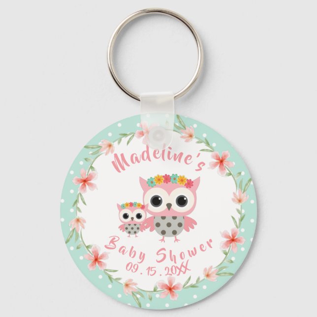 Chaveiro Chá de fraldas Boho Owl (Frente)