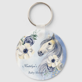 Chaveiro Chá de fraldas de flores de aquarela de fazenda de