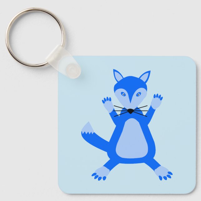 Chaveiro Chá de fraldas de Raposa Azul-Cachorro Personaliza (Frente)