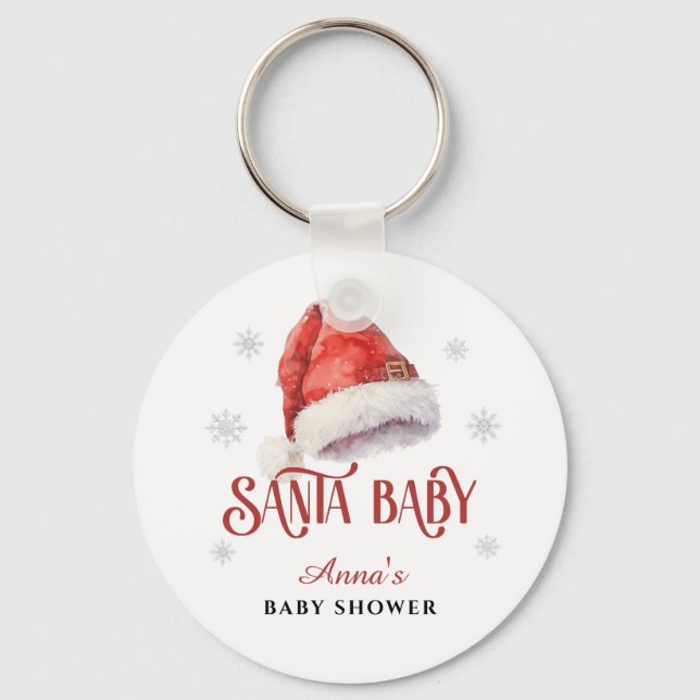 Chaveiro Chá de fraldas de Santa Hat para o convidado de ma (Frente)