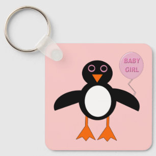 Chaveiro Chá de fraldas Personalizado De Pinguim De Menina