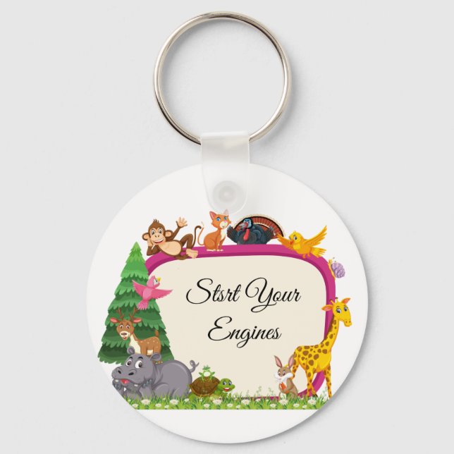 Chaveiro Chá de fraldas verde animal Safari (Frente)