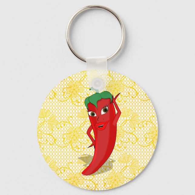 Chaveiro Chá de Noiva Fiesta Com Pimenta Vermelha e Quente  (Frente)