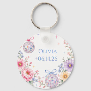 Chaveiro Chá de Noiva Floral Disco Jardim Pastel