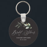 Chaveiro Chá de panela de ouro preto Eucalyptus<br><div class="desc">Folhagem com aquarela de ética e chá de panela de efeito de ouro metálico. Com lindos detalhes de aquarela. Este design moderno certamente define o estilo para o seu dia especial.</div>