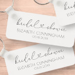 Chaveiro Chá de panela Simples e Minimalista do Coração Chi<br><div class="desc">Esta design simples e moderna é composta de sans serif e tipografia cursiva divertida e divertida com corações de rabisco. Perfeito para favoritos para festas de chá de panela de casamento.</div>