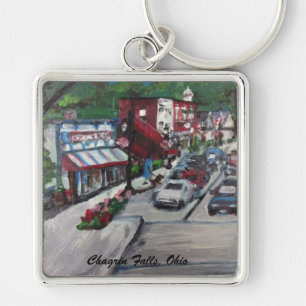 Chaveiro Chagrin Falls,Ohio Street Scene Painting Key Chain