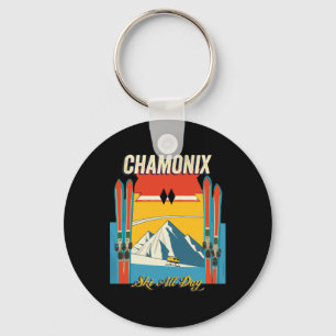 Chaveiro Chamonix França Esqui O Dia Todo - Estilo Vintage