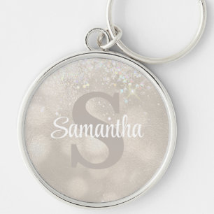 Chaveiro Champanhe Glitter Monograma