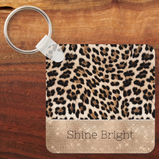 Chaveiro Champanhe Glitz Cream Leopardo (Frente)
