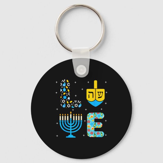 Chaveiro Chanukah Menorah Dreidel Icons Hanukkah Love Celeb (Frente)