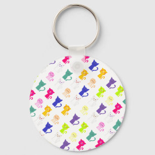 Chaveiro Chapa de licença para gatos engraçados coloridos
