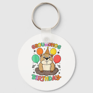 Chaveiro Chapéu de Aniversário do Dia da Marmota Balões Ret
