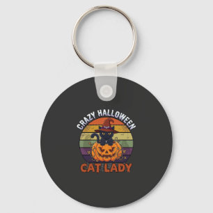 Chaveiro Chapéu de Bruxa de Abóbora Preta Louca de Gato de