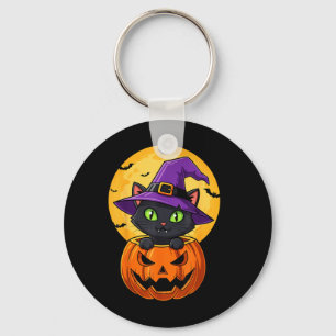 Chaveiro Chapéu De Bruxa De Gato Preto Fofo Em Abóbora Mulh