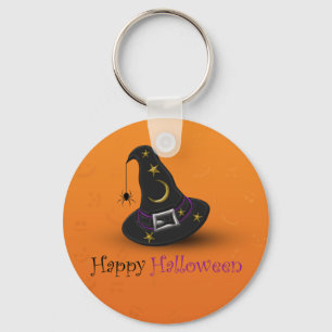 Chaveiro Chapéu de Bruxa de Halloween com Aranha