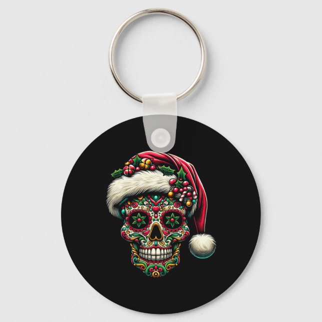 Chaveiro Chapéu de Natal do Dia das Caveiras de Açúcar do N (Frente)