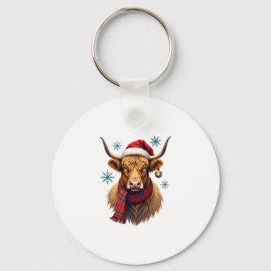 Chaveiro Chapéu de Papai Noel de Vaca das Terras Altas do N