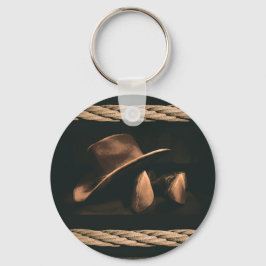 Chaveiro Chapéu de vaqueiro, botas e corda, de forma mascul