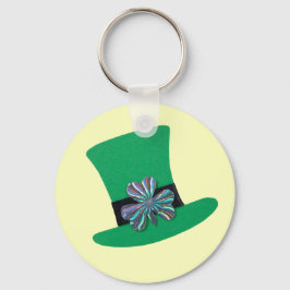 Chaveiro Chapéu verde e trevo prateado para Rua.