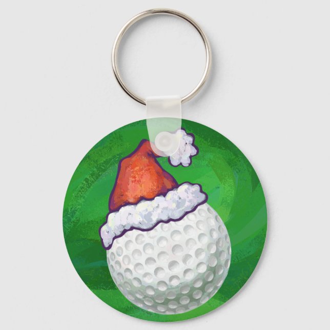 Chaveiro Chapéus de Natal de Golf Ball (Frente)