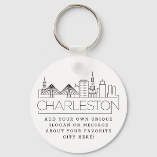 Chaveiro Charleston, SC Estilizado Skyline   Slogan Persona