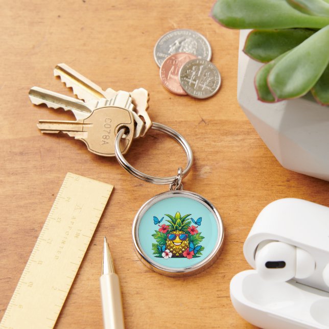Chaveiro Charme Tropical da Borboleta do Abacaxi (Mesa)