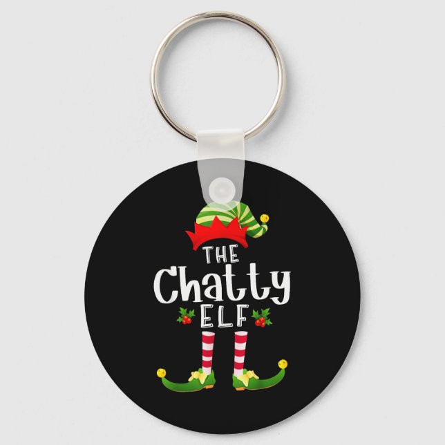 Chaveiro Chatty Christmas Elf Matching Pajama X-mas Party  (Frente)