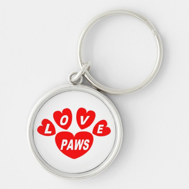 Chaveiro Chave Chain Love Paws Coração Vermelho (Frente)