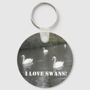 Chaveiro Chave Chain Swans Nadando, Eu Adoro Swans
