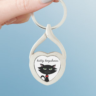 Chaveiro Chave de Coração de Gatinho de Cartoon de Gato Pre