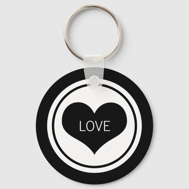 Chaveiro Chave de Coração Sonora, Preta e Branca (Frente)