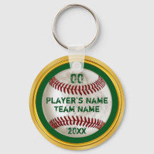 Chaves de basebol personalizadas, verdes e Dourada