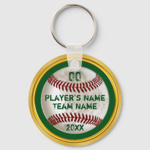 Chaveiro Chaves de basebol personalizadas, verdes e Dourada