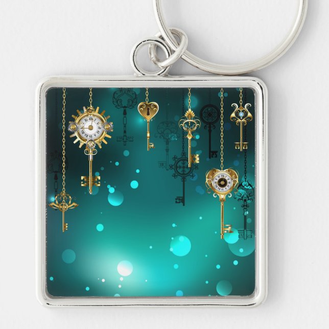 Chaveiro Chaves de Esqueleto Anticas em Fundo Verde (Frente)