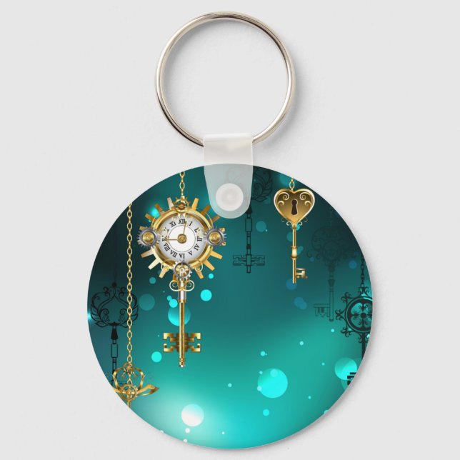 Chaveiro Chaves de Esqueleto Anticas em Fundo Verde (Frente)