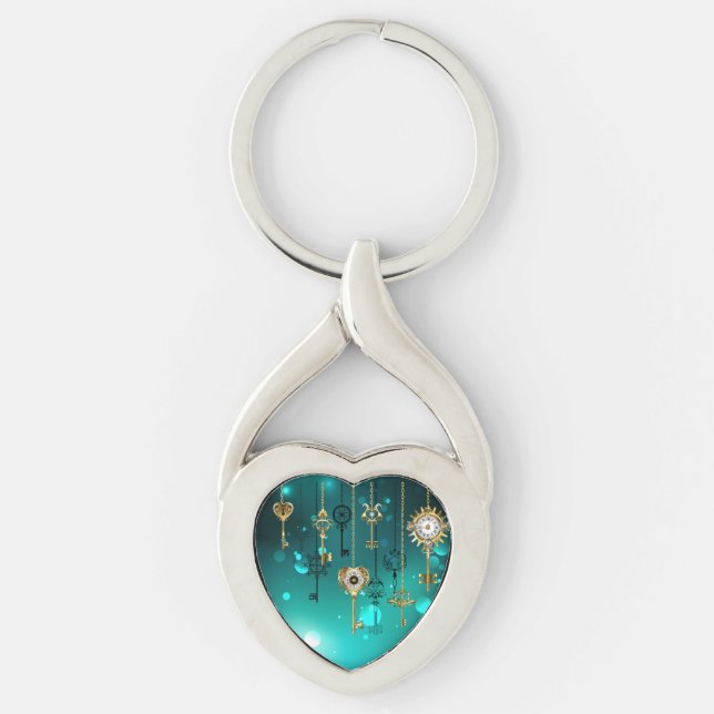 Chaveiro Chaves de Esqueleto Anticas em Fundo Verde (Frente)