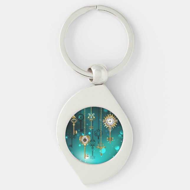 Chaveiro Chaves de Esqueleto Anticas em Fundo Verde (Frente)