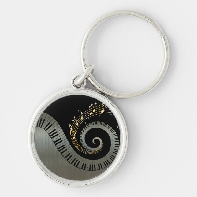 Chaveiro Chaves de piano e notas de música Douradas (Frente)
